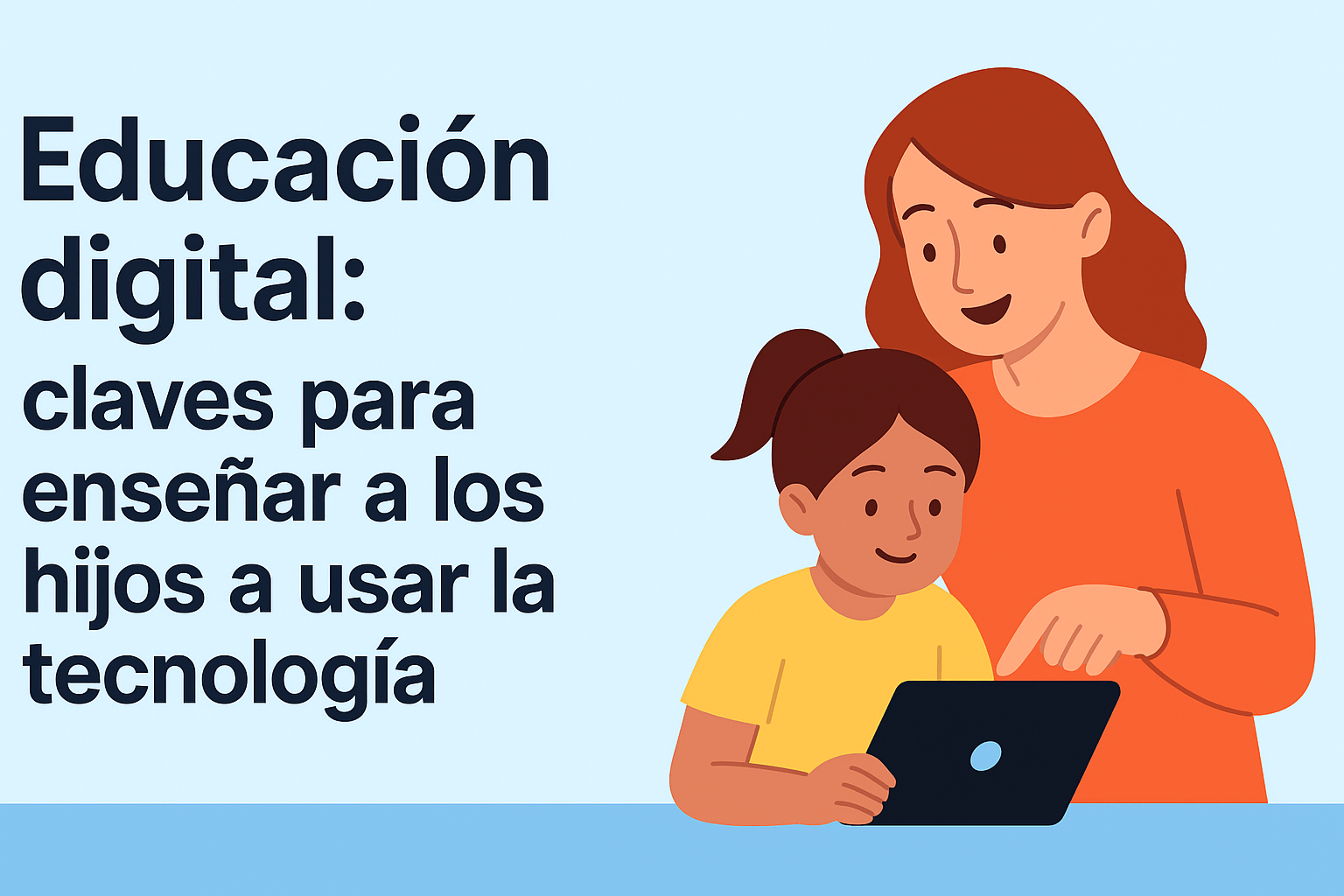madre e hija aprendiendo juntas con una tablet