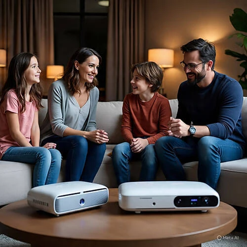 Proyector familiar portátil para ver películas y series en casa con niños