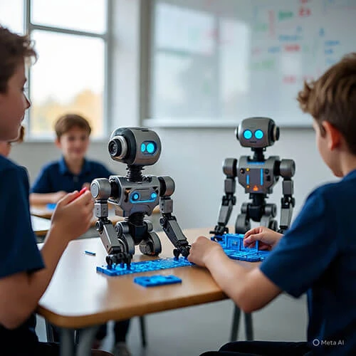 Robot educativo STEM para niños aprendiendo programación y robótica en casa